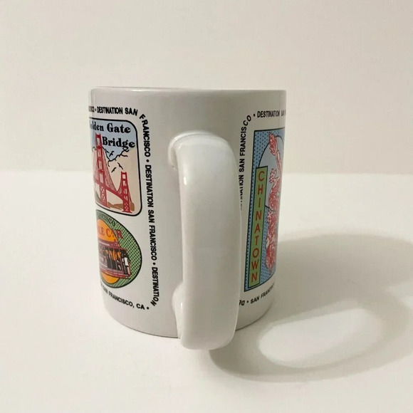 Vtg Destination San Francisco Mug Illustrations  Golden Gate Bridge Cable Car - Picture 3 of 13